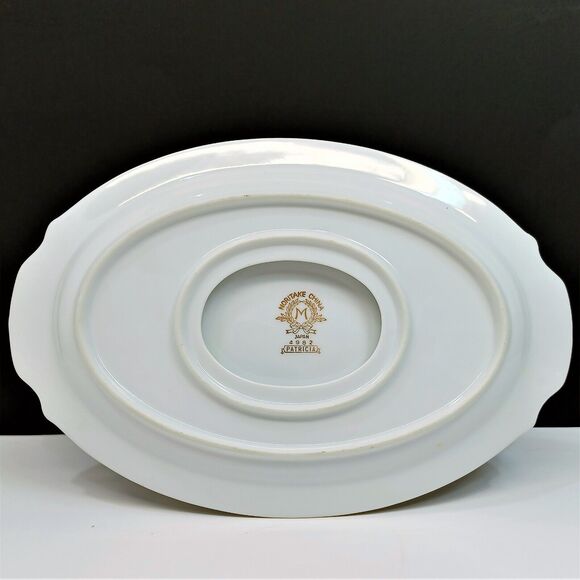 Noritake Patricia 9"x6" Gravy Boat attached underplate White w/ Gold Trim 4982 - Picture 3 of 4